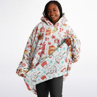 Thumbnail for Christmas Pattern Red Christmas and Winter Cat Oversized Reversible Hoodie