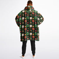 Thumbnail for Green Christmas and Red Christmas Pattern Oversized Reversible Hoodie