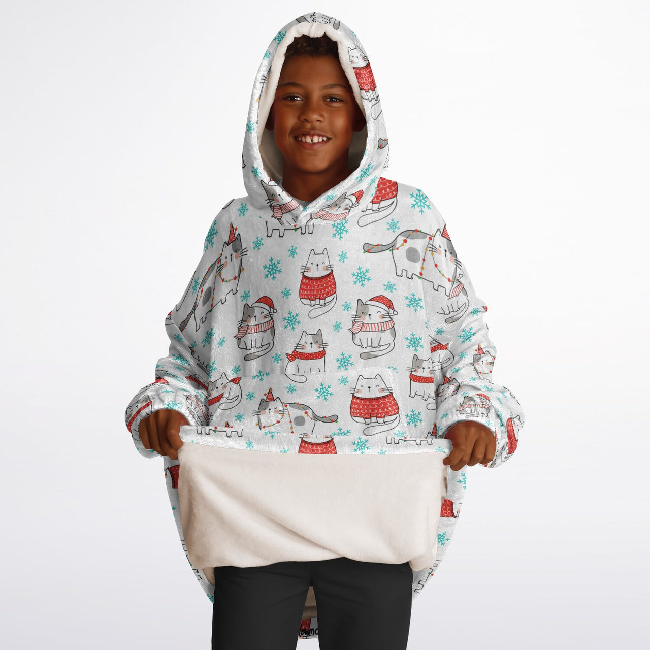 Christmas Pattern Winter Cat Youth Standard Hoodie