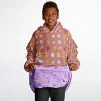 Thumbnail for Animal 2 and Smores Pattern Oversized Youth Reversible Hoodie