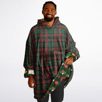 Thumbnail for Christmas Pattern Checkered 2 and Green Christmas Oversized Reversible Hoodie