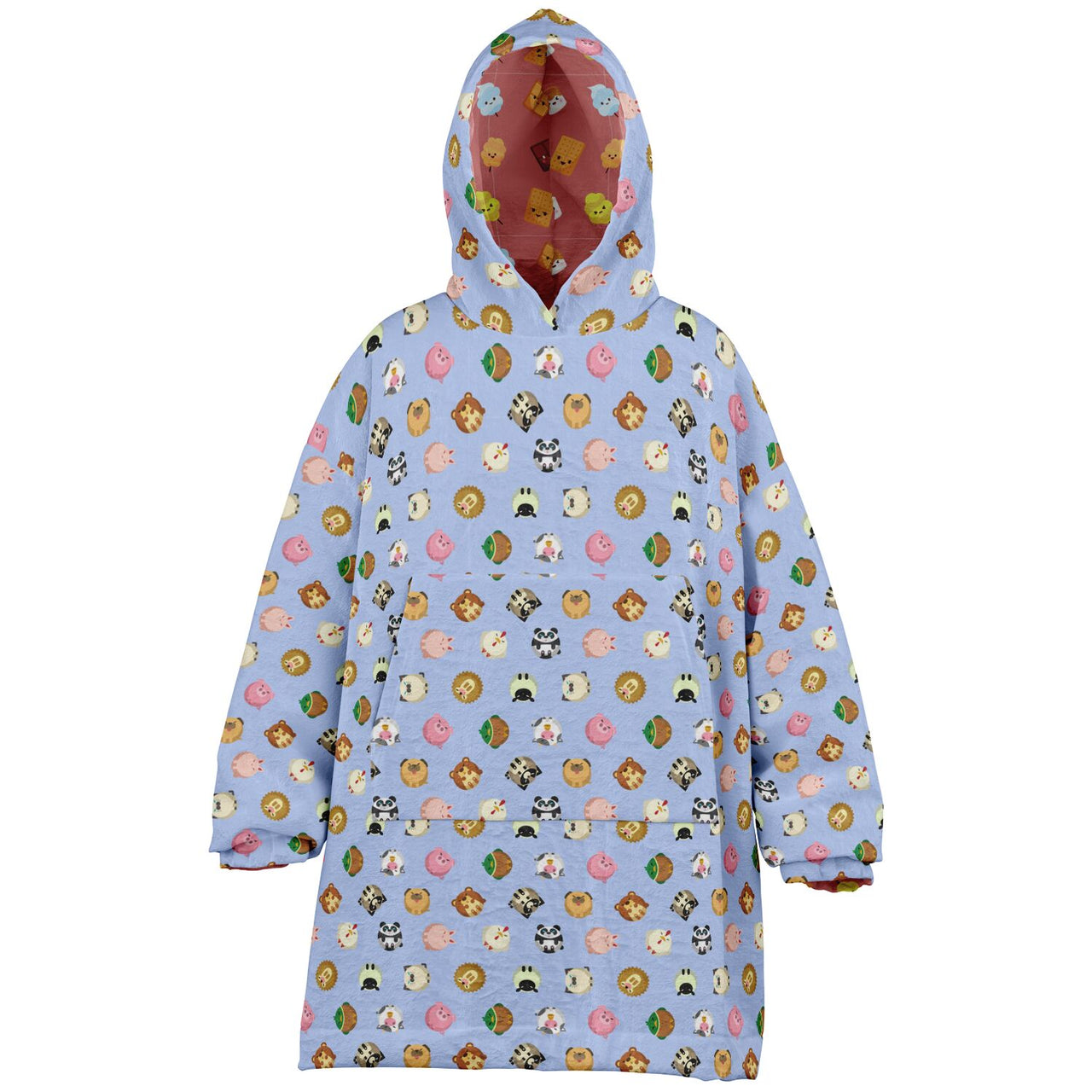 Smores and Animal 1 Pattern Oversized Youth Reversible Hoodie