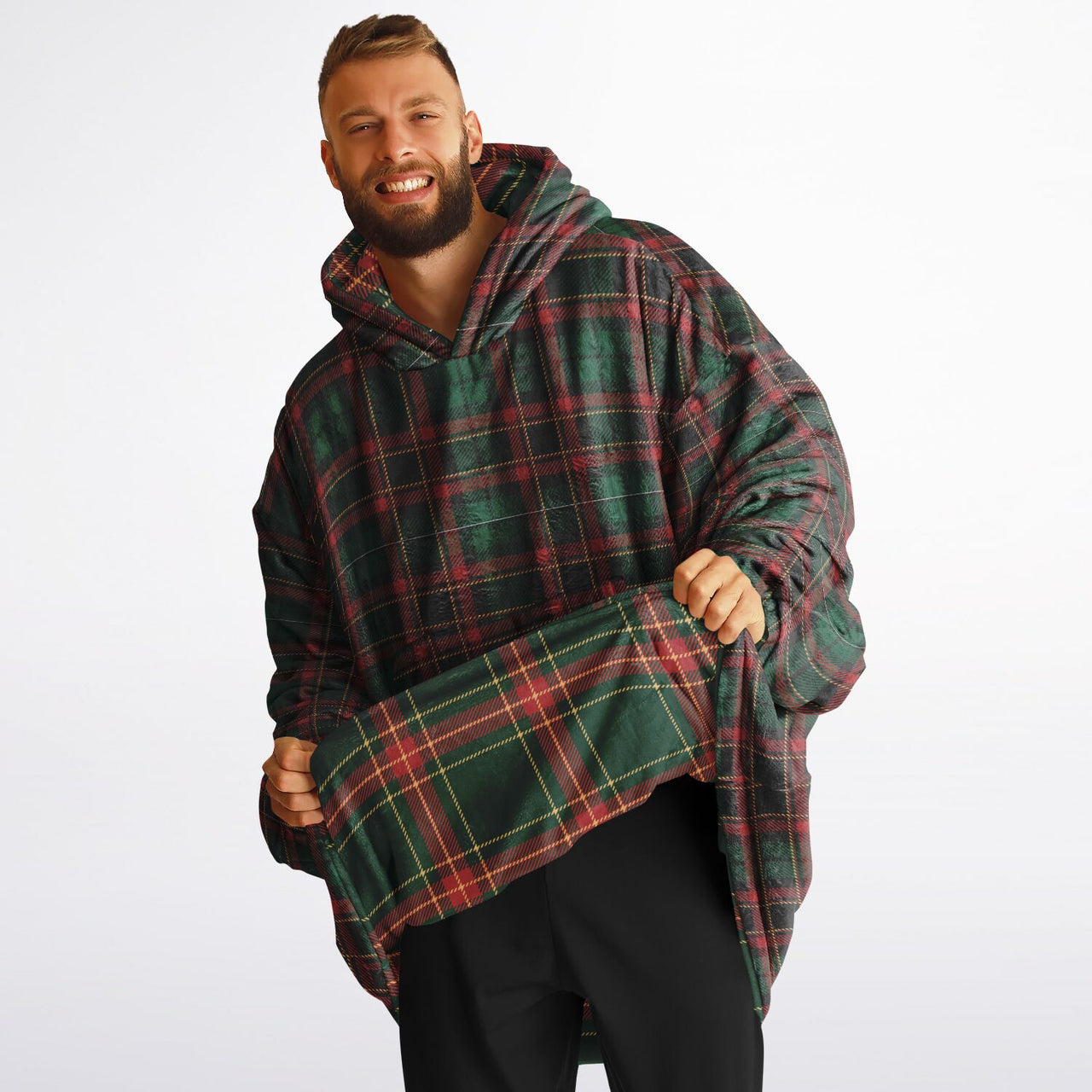 Christmas Pattern Checkered 2 and Checkered 1 Oversized Reversible Hoodie