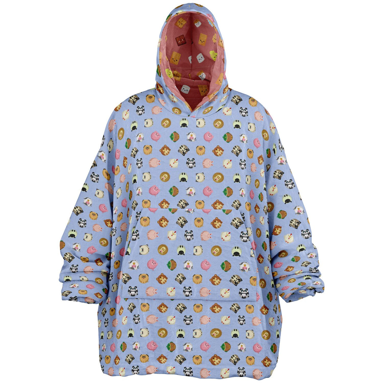 Animal 1 and Smores Pattern Oversized Reversible Hoodie