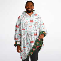 Thumbnail for Christmas Pattern Winter Cat and Green Christmas Oversized Reversible Hoodie