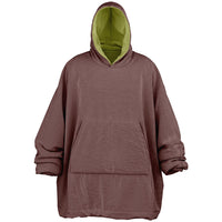 Thumbnail for Earthy Tones Rose Taupe and Olive Green Oversized Reversible Hoodie