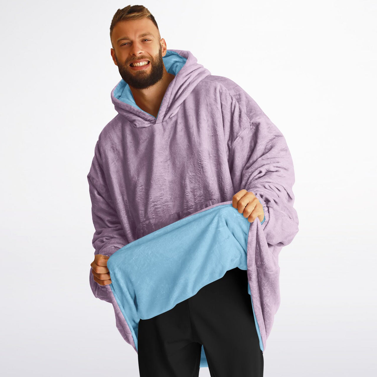 Pastel Sky Blue and Lilac Oversized Reversible Hoodie