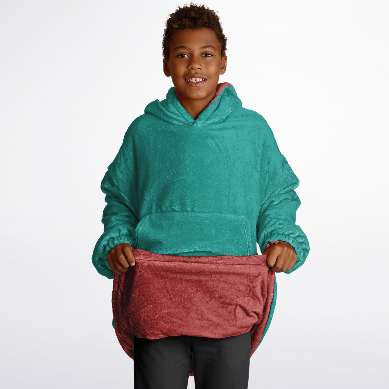 Jewel Opulent Ruby and Emerald Green Youth Reversible Hoodie