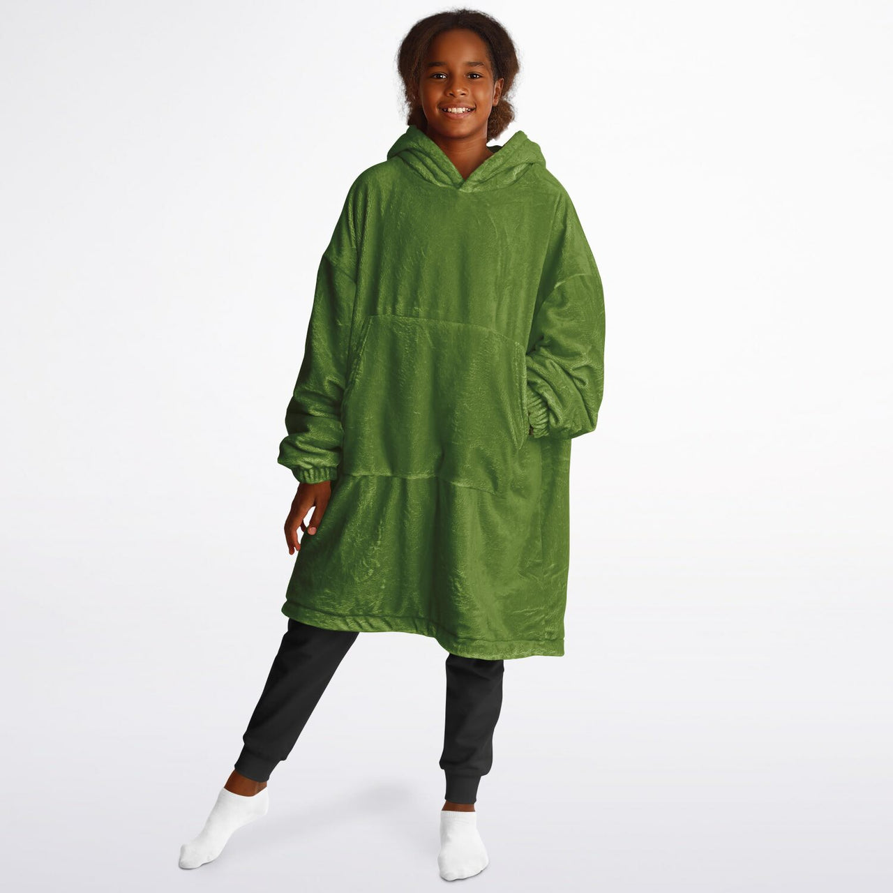 Earthy Tones Olive Drab and Olive Green Youth Reversible Hoodie