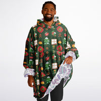 Thumbnail for Christmas Pattern Green Christmas and Winter Bear Oversized Reversible Hoodie