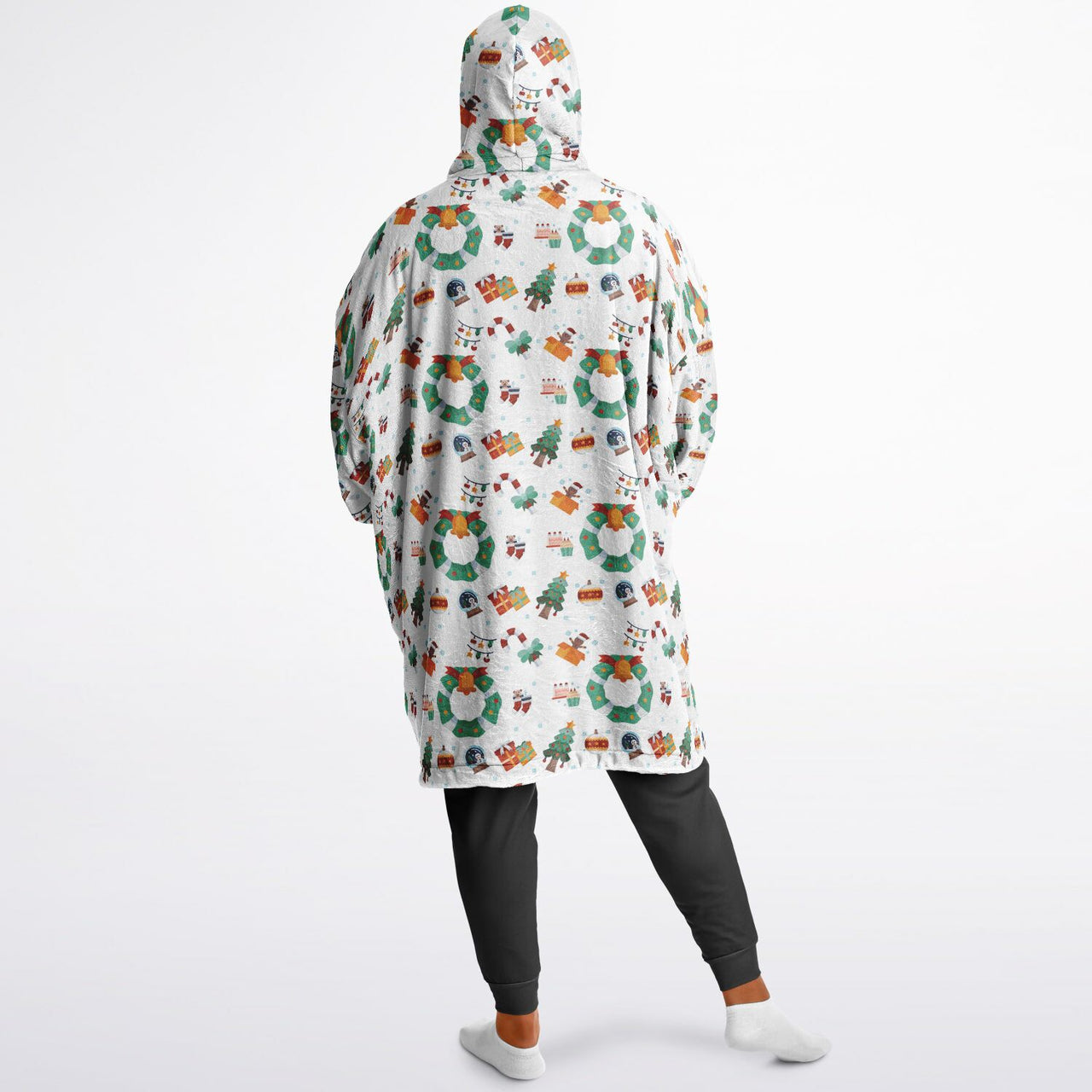 Christmas Pattern Winter Cat and Winter Christmas Oversized Reversible Hoodie