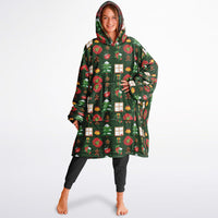 Thumbnail for Christmas Pattern Checkered 2 and Green Christmas Oversized Reversible Hoodie