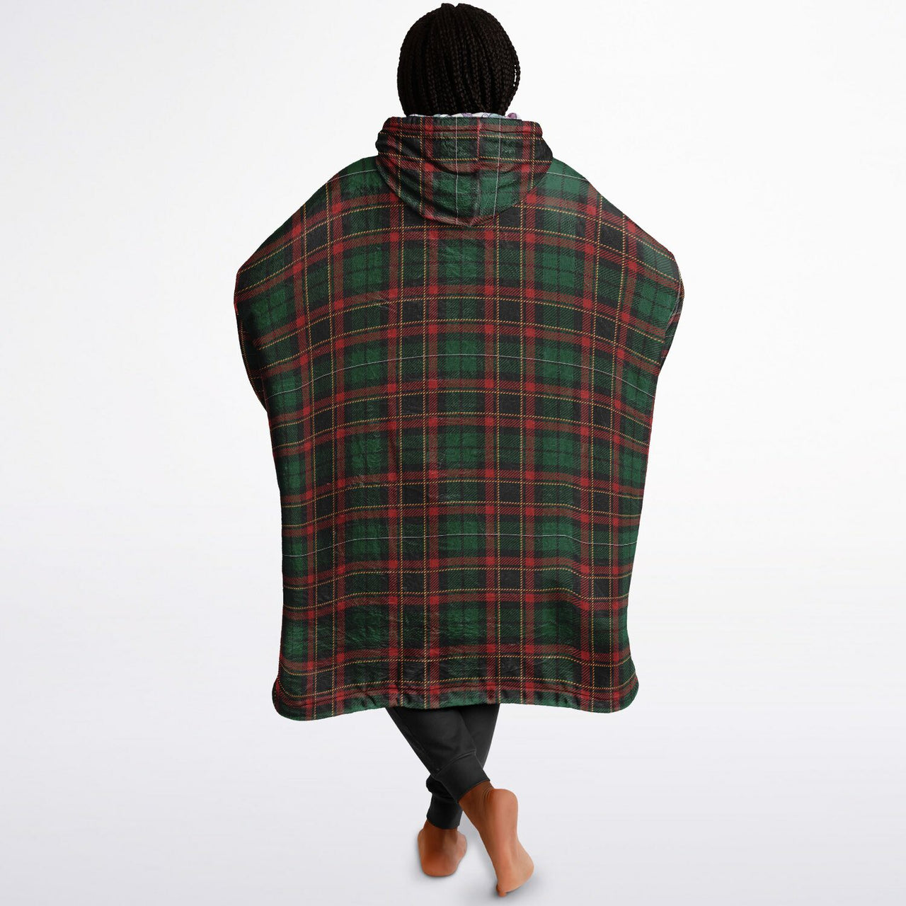 Christmas Pattern Checkered 2 and Winter Bear Oversized Reversible Hoodie
