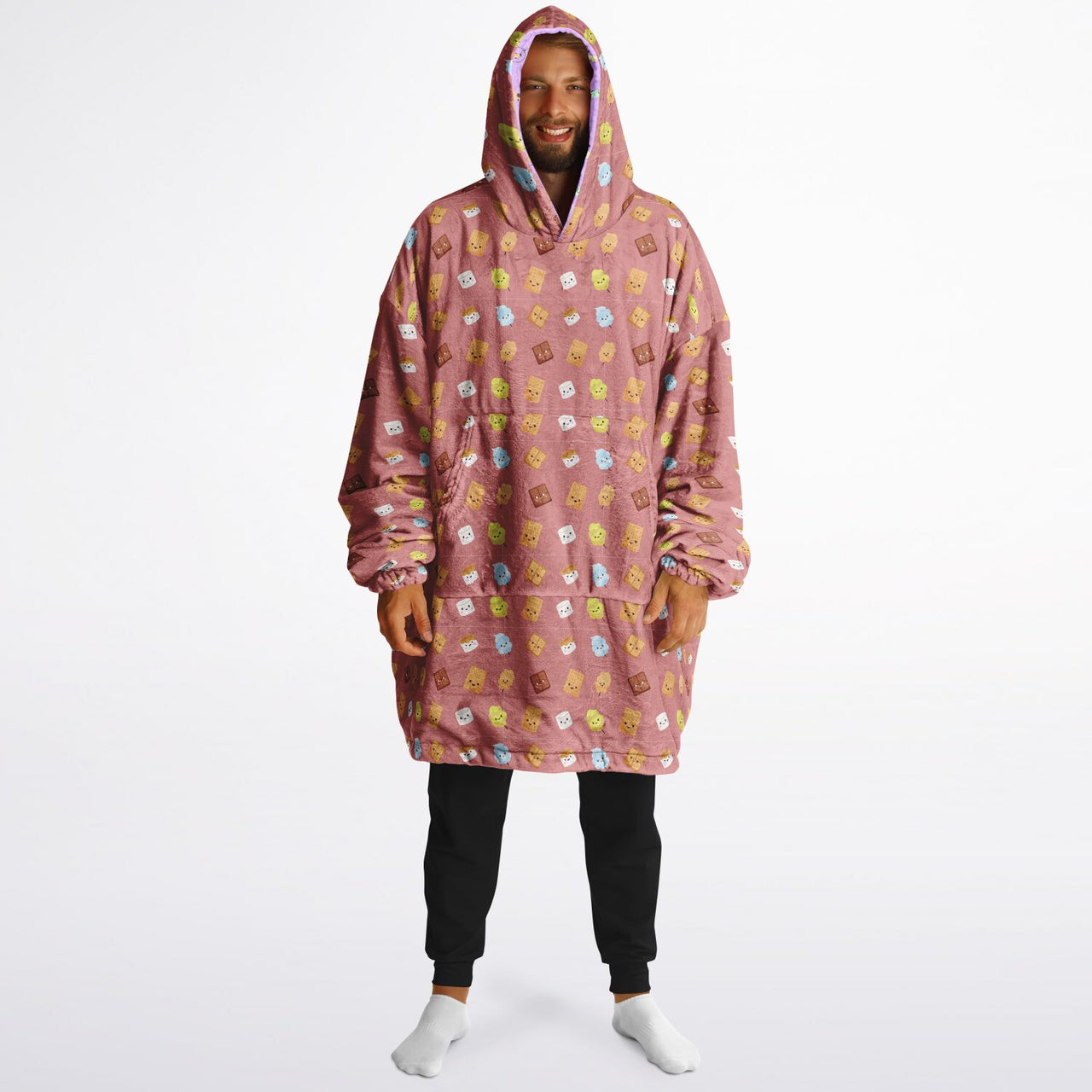 Smores and Animal 2 Pattern Oversized Reversible Hoodie