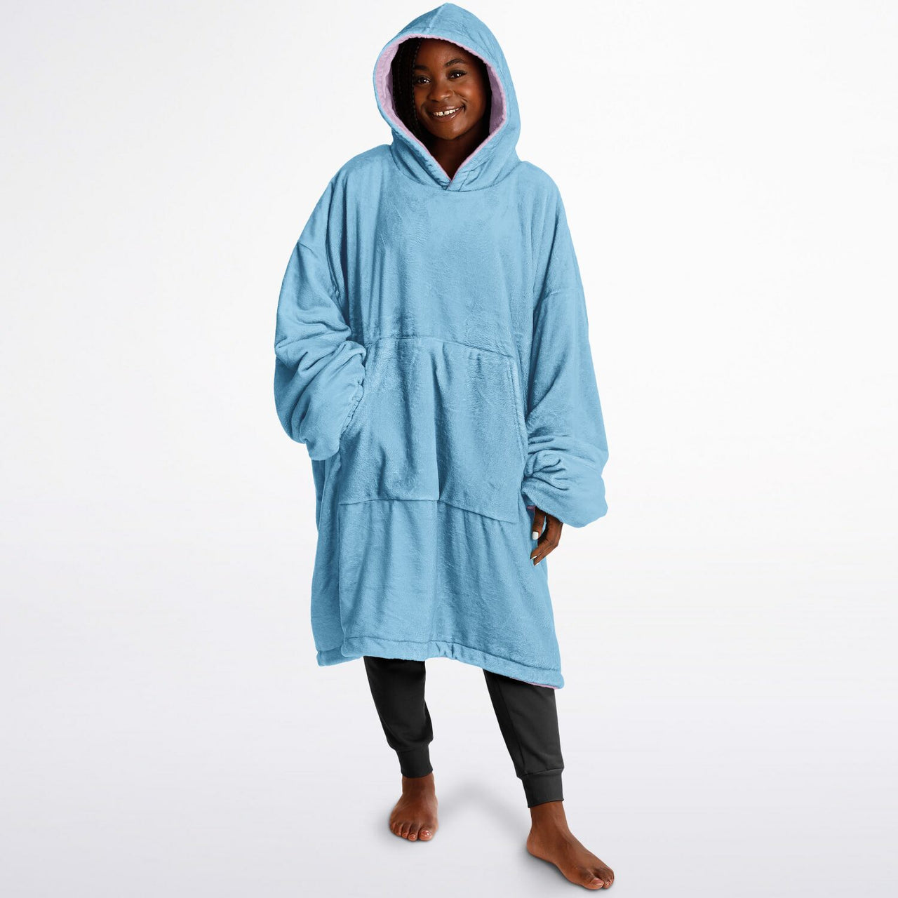 Pastel Sky Blue and Lilac Oversized Reversible Hoodie