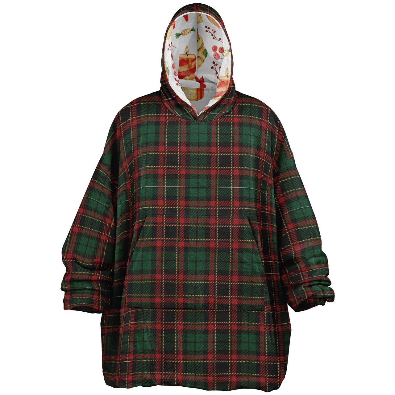 Christmas Pattern Checkered 2 and Red Christmas Oversized Reversible Hoodie