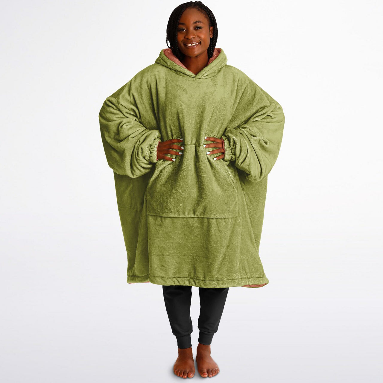 Earthy Tones Olive Green and Roman Peach Oversized Reversible Hoodie