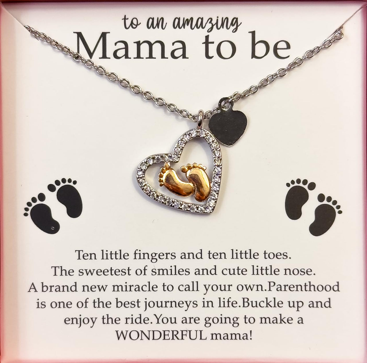 Baby Feet Heart Necklace for Mom – New Mom Gift, Baby Shower Gift, Motherhood Keepsake Jewelry