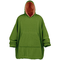 Thumbnail for Earthy Tones Olive Drab and Roman Peach Oversized Reversible Hoodie