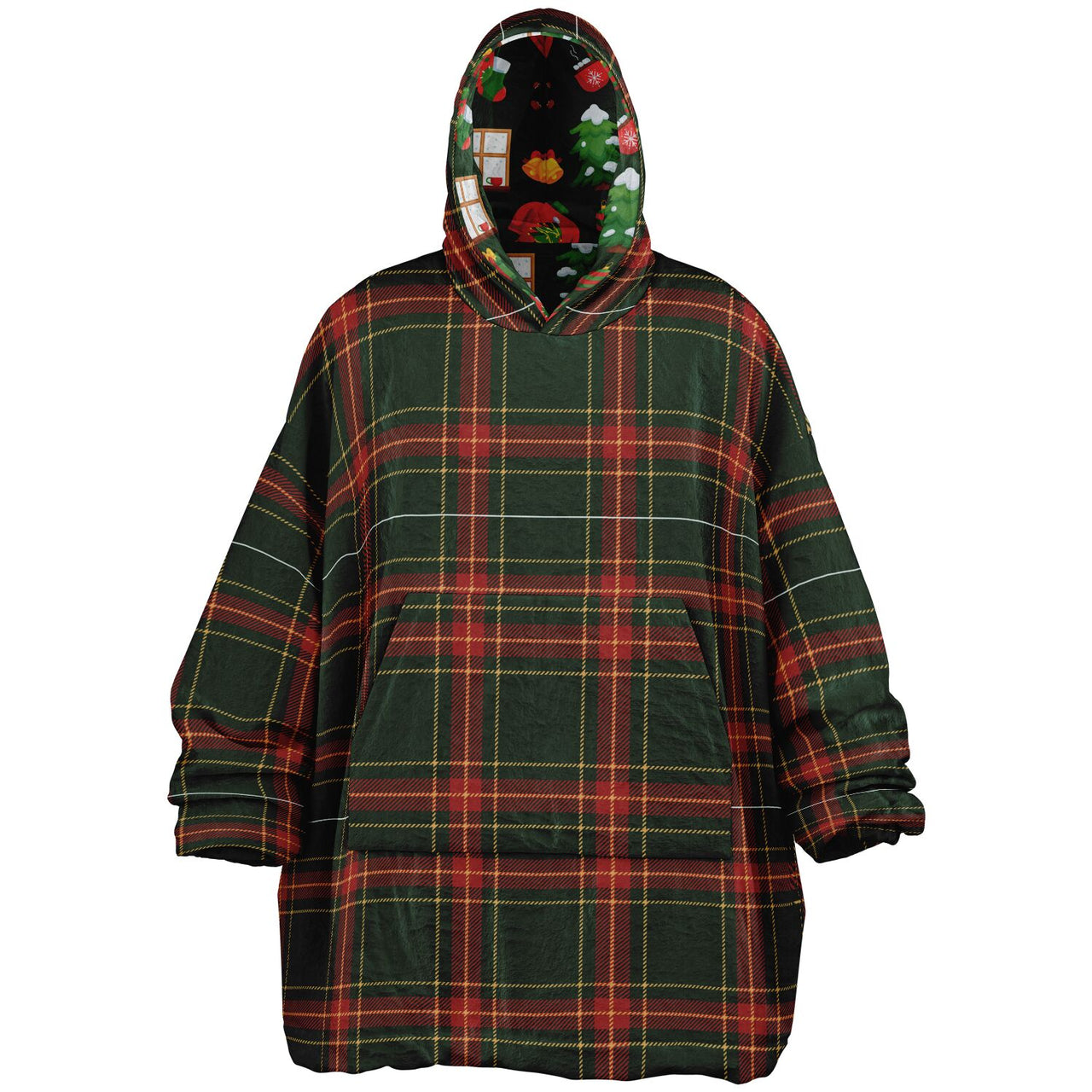Christmas Pattern Green Christmas and Checkered 1 Oversized Reversible Hoodie