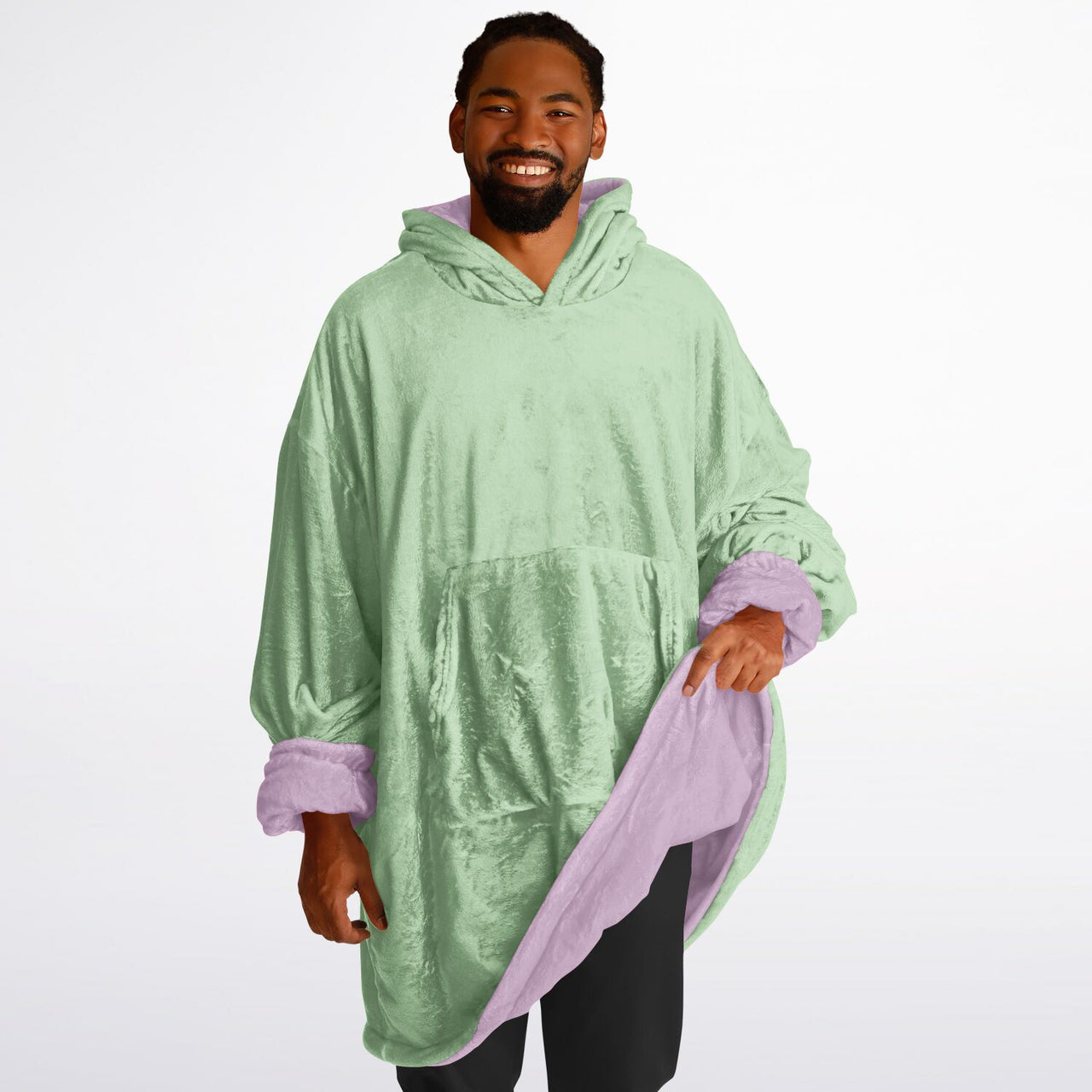 Pastel Lilac and Pistachio Green Oversized Reversible Hoodie