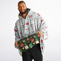 Thumbnail for Christmas Pattern Winter Cat and Green Christmas Oversized Reversible Hoodie