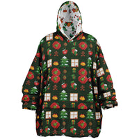 Thumbnail for Winter and Green Christmas Pattern Oversized Reversible Hoodie