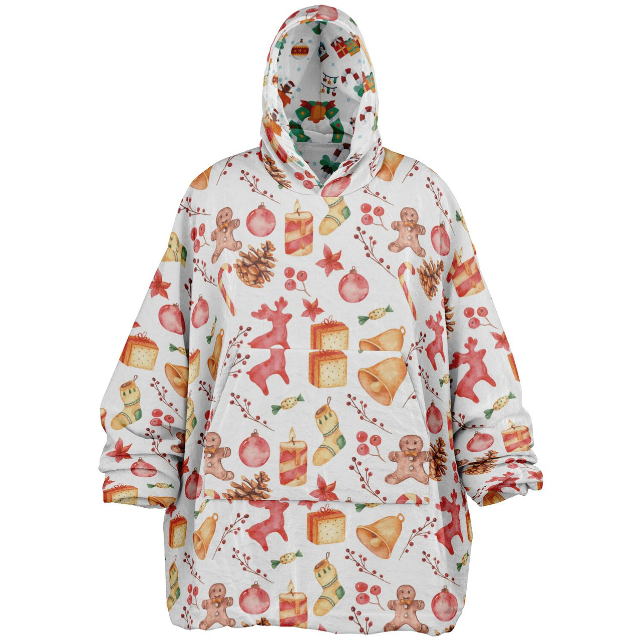 Christmas Pattern Winter Christmas and Red Christmas Oversized Reversible Hoodie