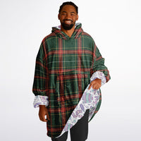 Thumbnail for Christmas Pattern Checkered 1 and Winter Bear Oversized Reversible Hoodie