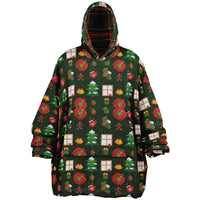 Thumbnail for Christmas Pattern Green Christmas and Checkered 1 Oversized Reversible Hoodie