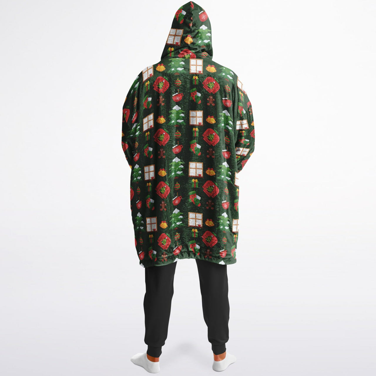 Christmas Pattern Checkered 2 and Green Christmas Oversized Reversible Hoodie