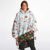 Thumbnail for Christmas Pattern Winter Cat and Green Christmas Oversized Reversible Hoodie