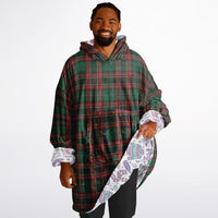Thumbnail for Christmas Pattern Checkered 2 and Winter Bear Oversized Reversible Hoodie