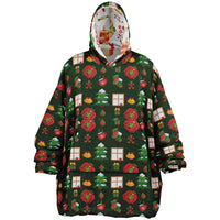 Thumbnail for Green Christmas and Red Christmas Pattern Oversized Reversible Hoodie