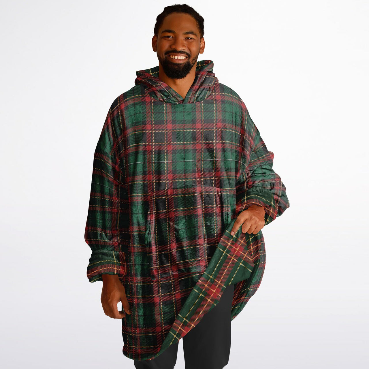 Christmas Pattern Checkered 2 and Checkered 1 Oversized Reversible Hoodie