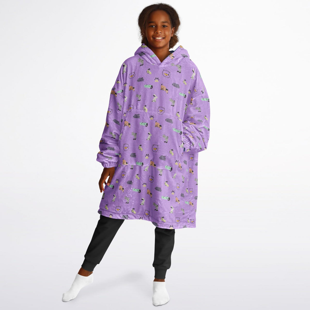 Animal 1 and Animal 2 Pattern Design Oversized Youth Reversible Hoodie