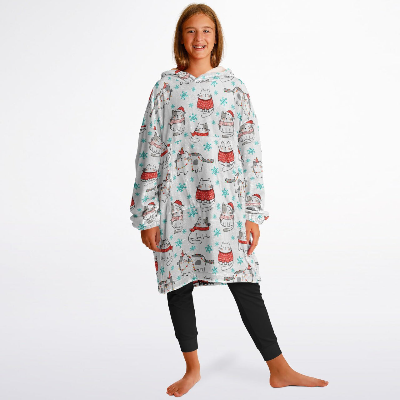 Christmas Pattern Winter Cat Youth Standard Hoodie