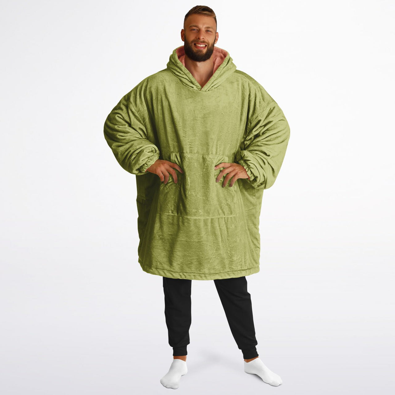 Earthy Tones Olive Green and Roman Peach Oversized Reversible Hoodie