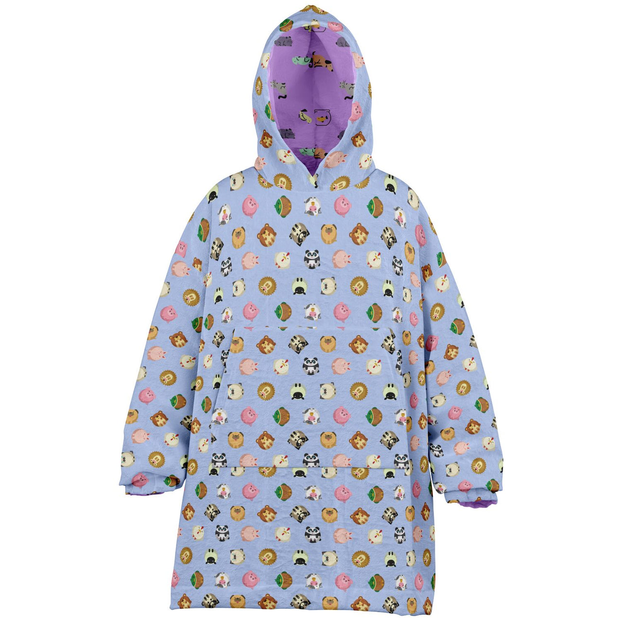 Animal 1 and Animal 2 Pattern Design Oversized Youth Reversible Hoodie
