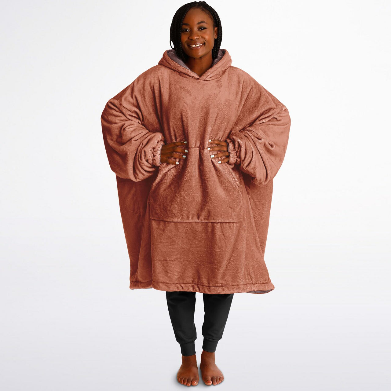 Earthy Tones Roman Peach and Rose Taupe Oversized Reversible Hoodie
