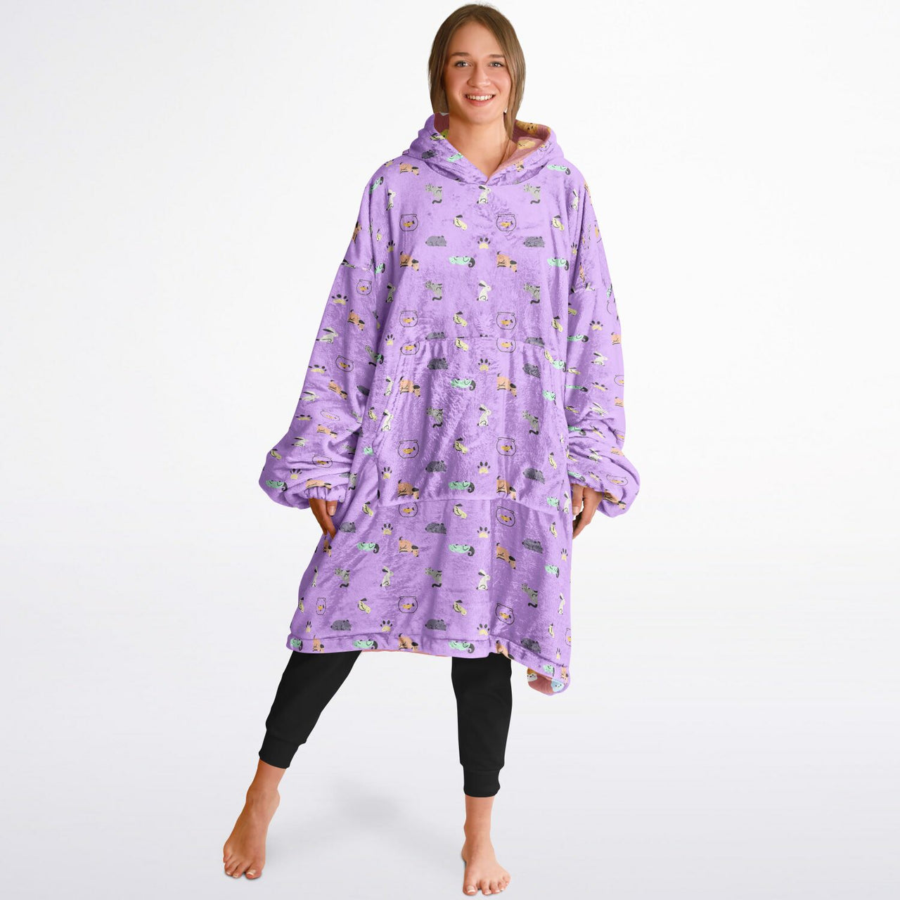 Smores and Animal 2 Pattern Oversized Reversible Hoodie