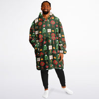 Thumbnail for Green Christmas and Red Christmas Pattern Oversized Reversible Hoodie
