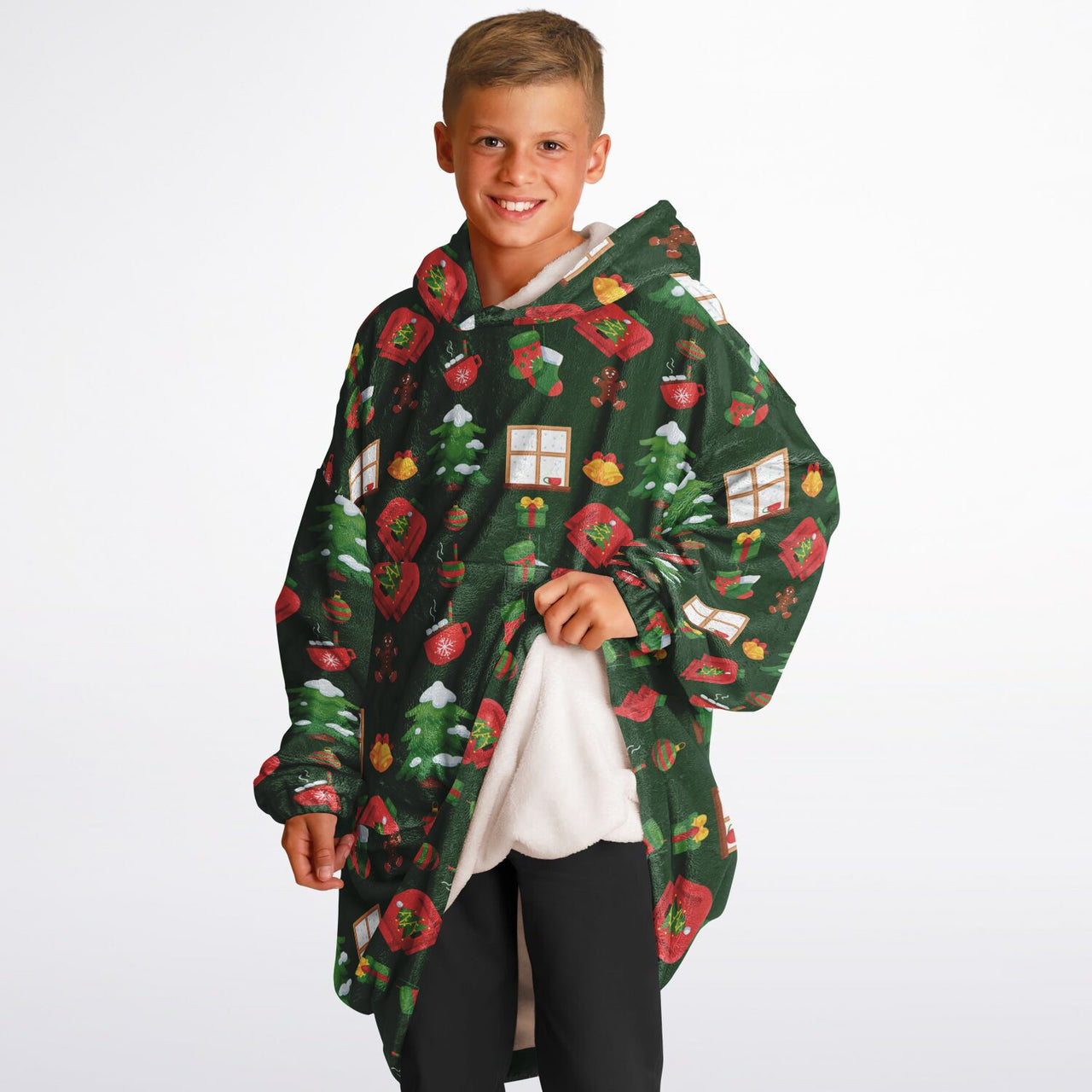 Green Christmas Pattern Youth Standard Hoodie