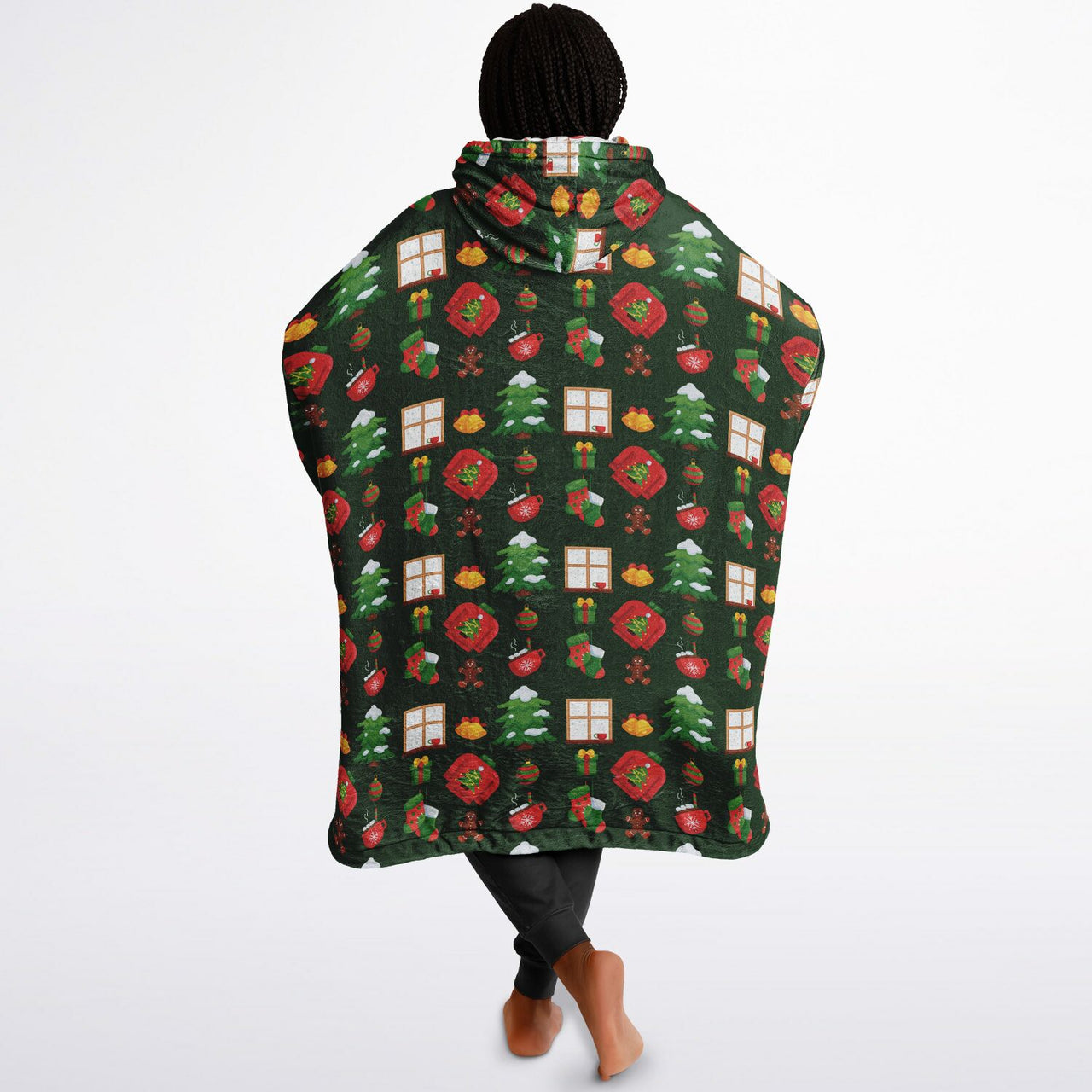 Green Christmas and Red Christmas Pattern Oversized Reversible Hoodie