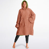 Thumbnail for Earthy Tones Olive Drab and Roman Peach Oversized Reversible Hoodie