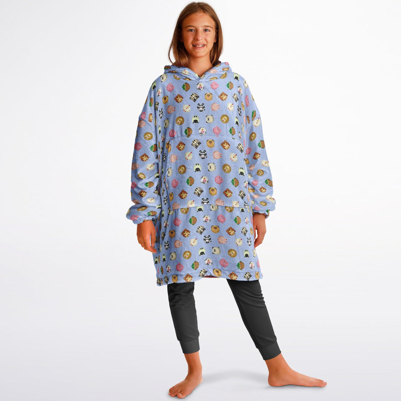 Smores and Animal 1 Pattern Oversized Youth Reversible Hoodie