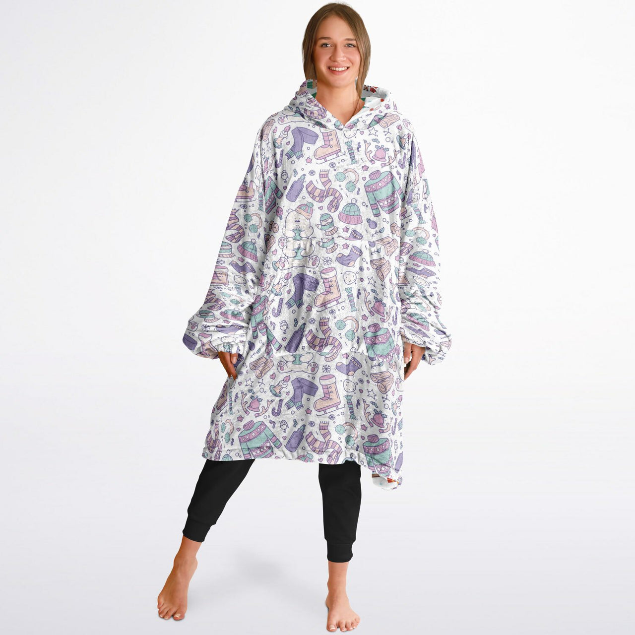 Christmas Pattern Winter Bear and Winter_Christmas Oversized Reversible Hoodie