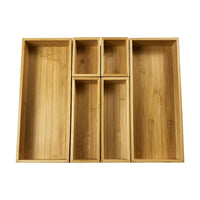 Thumbnail for Bamboo Expandable Drawer Set - 6pc Organizer for Kitchen & Office