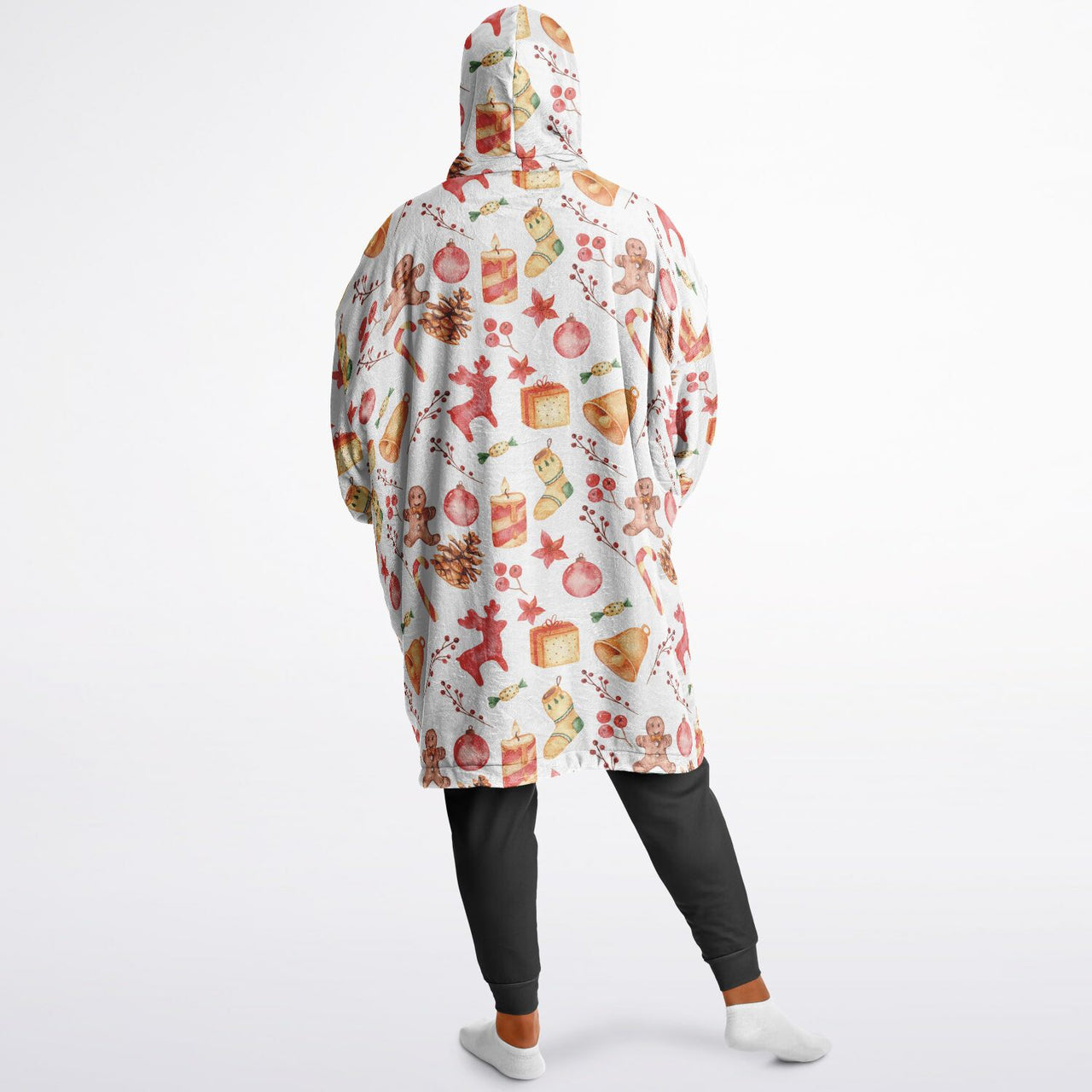 Christmas Pattern Checkered 2 and Red Christmas Oversized Reversible Hoodie