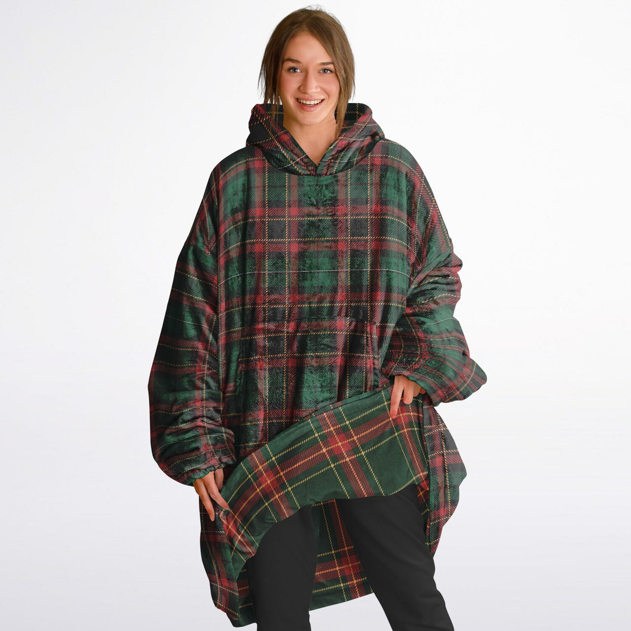 Christmas Pattern Checkered 2 and Checkered 1 Oversized Reversible Hoodie